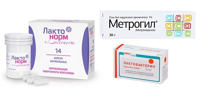 Препараты Лактонорм, Лактобактерин и Метрогил